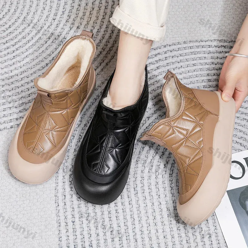 Winterse damesschoenen met platformzool, gemaakt van katoen, warm, pluche, comfortabel, geschikt voor in de sneeuw, casual, antislip, waterdicht, korte laarzen 241125_voghion.com