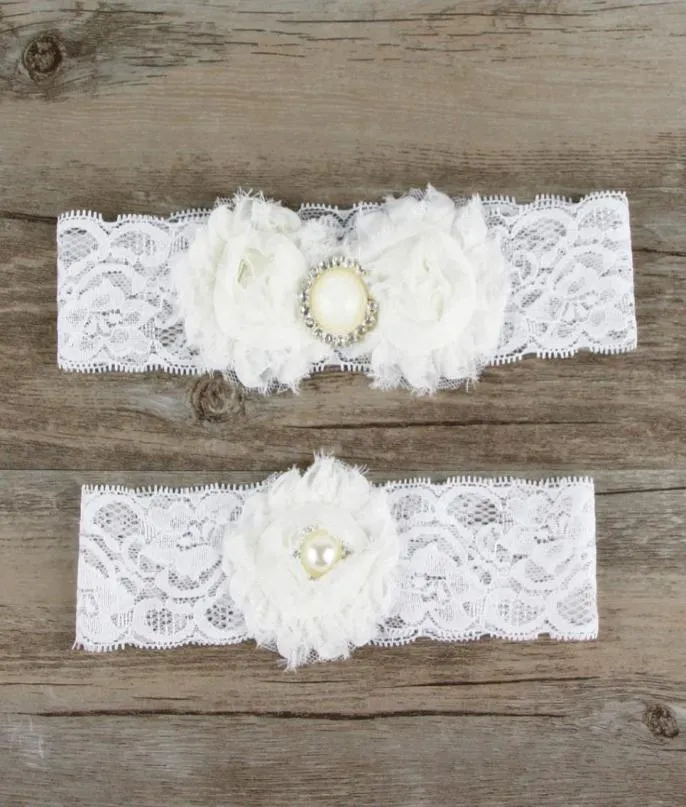 Garters de pernas de noiva Prom Garter Bridal Liga de Casamento 2 Peças Conjunto de Pearls Faux Tamanho 1721 polegadas1282943