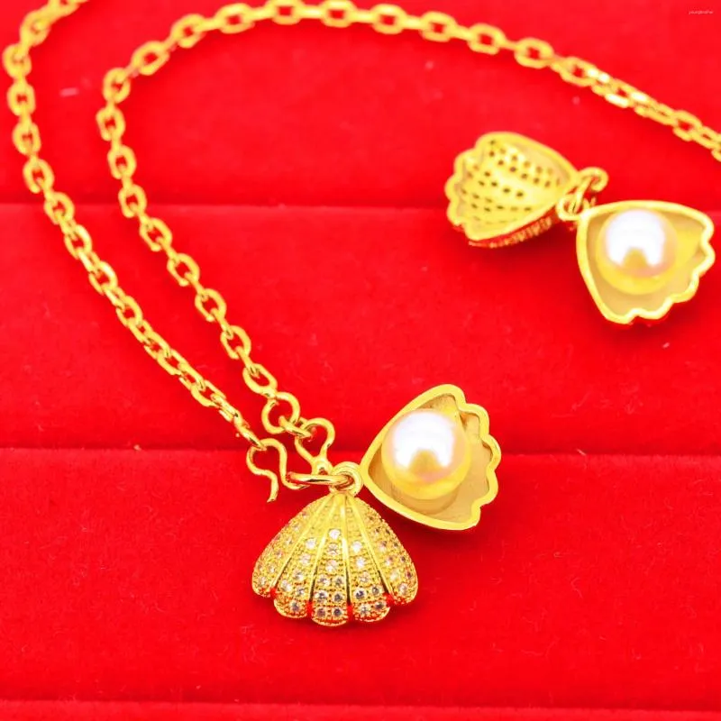 Pingentes Shell Pearl 14k Colar de ouro amarelo para mulheres Elegantes Clavícula Clavícula Aniversário de Jóias Finas Presentes de Jóias