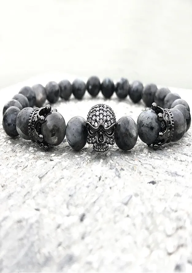 Men Skull Charm Bracelets India Labradorite 8mm Natural Stone Light Beads European Buddha Bracelet For Men Handmade Bracelets2200840