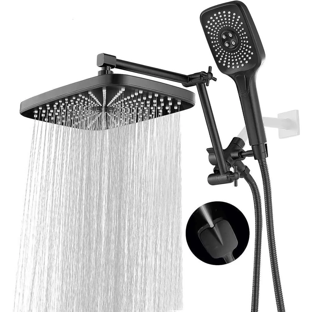 12 Inch High Pressure Rainfall Shower Head with Handheld Spray - 31 Settings, 3 Way Diverter, Extension Arm, Height & Angle Adjustment Included