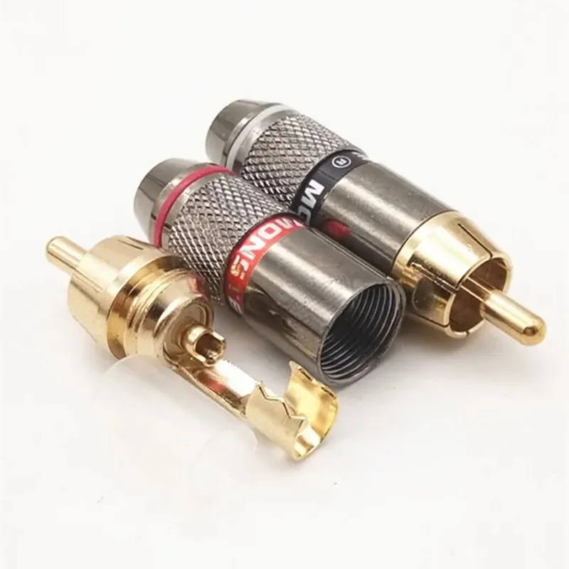 2024 Direct Monster RCA Lotus Plug Audio Cable Plug Copper Plated RCA Welding Plug Self-Locking Cable 6.0mmfor Audio Cable Plug