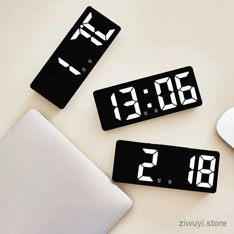 Table de bureau horloges d'alarme numérique Contrôle vocal Tépère de snooze moderne de table de bureau Horloge 12 / 24h