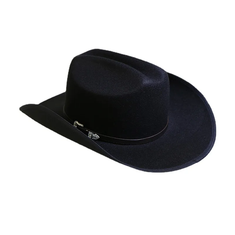 Chapeaux en gros de la mode punk occidental cowboy jazz chapeau laine de laine de laine masculine cattleman blanc paille blanche chapeau de cowboy de femme