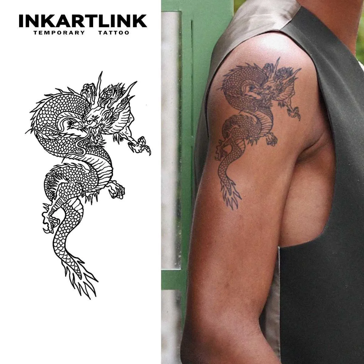 Tattoo Transfer Dragon Tijdelijke tattoo sticker Waterdichte magische tattoo duurt tot 15 dagen nep tattoo semi permanent tattoo 240427