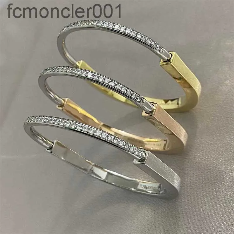 Modeontwerper Bracelet Top T Families Nieuw slot kleurrijke diamant 925 Sterling Silver 18K Rose Gold Womens X76E