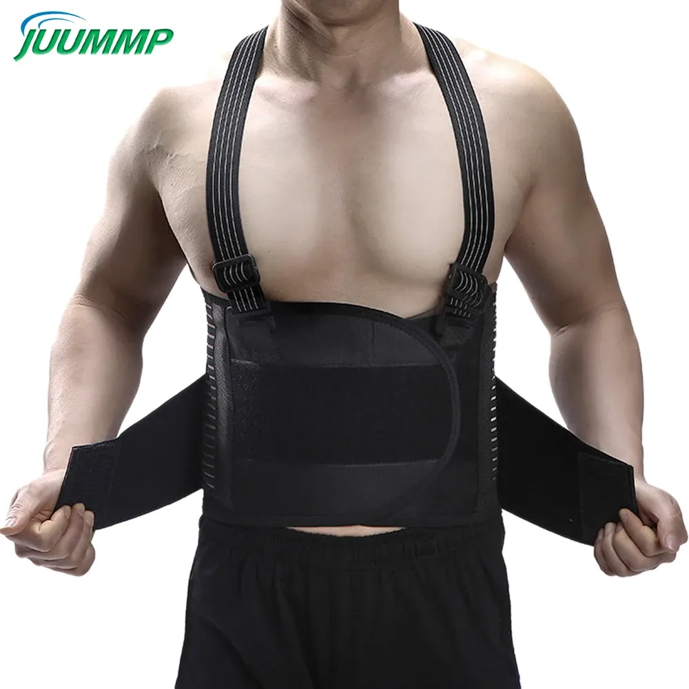 Safety JUUMMP Sports Lumbar Back Brace Support Belt with Adjustable Straps Back Pain Relief Heavy Lifting Support with Suspenders