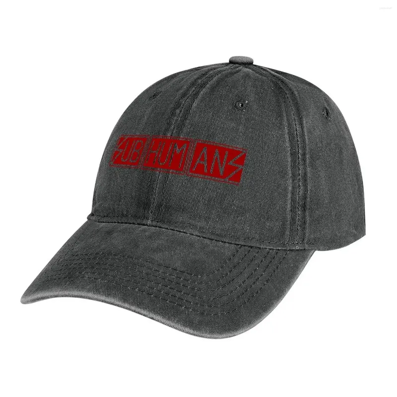 Berets Subhumans Red Font Cowboy Hut Golfpferd Caps für Frauen Männer