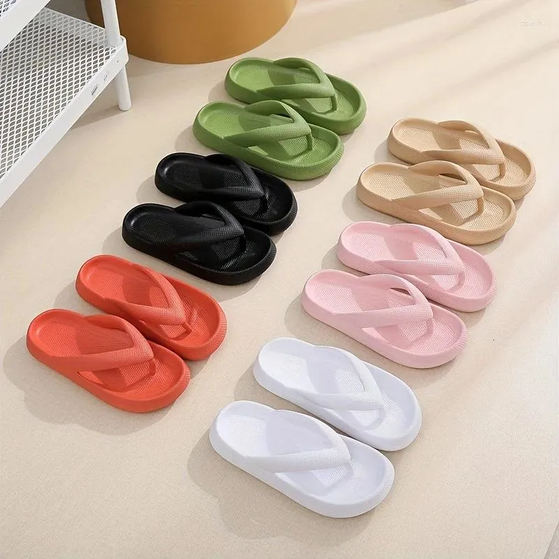 Casual Shoes Kvinnor Candy Color Flip Flops - Trendy Soft Sole Eva Pillow Slides For Summer Inomhus utomhus strandslitage