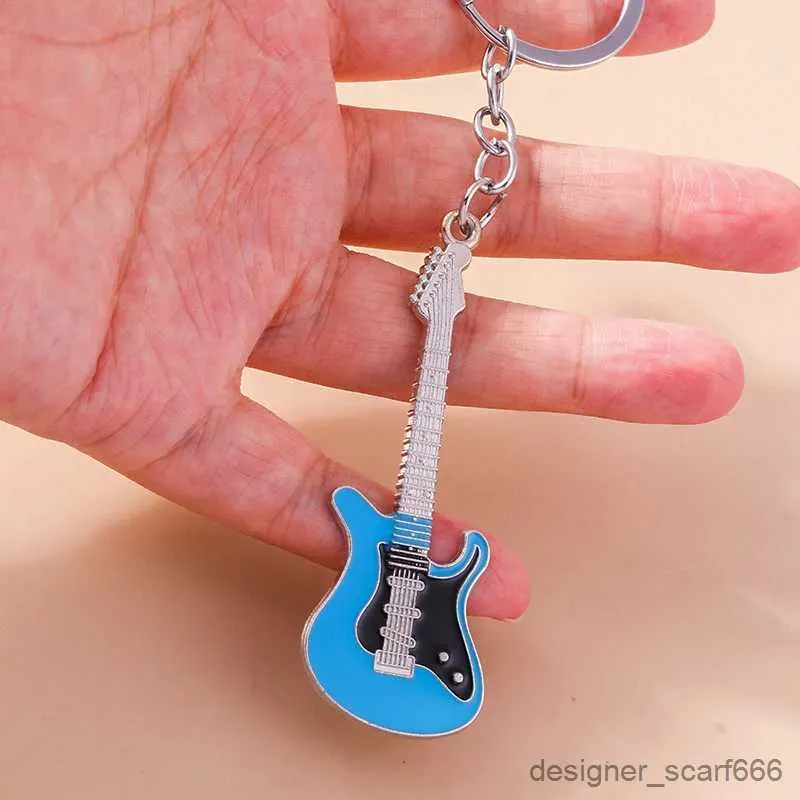 Keychains Lanyards Fashion Music Guitar Charms Keychain for Women Men Car Key Handbag Hanging Keyrings Accessories Diy Jewets Gifts