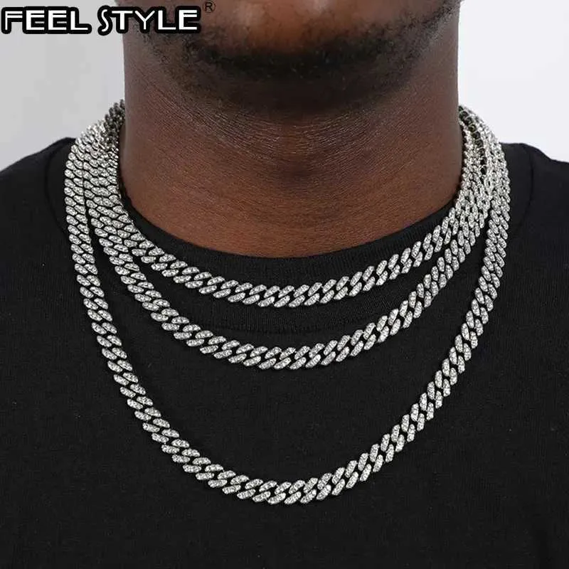 Strands Hip Hop AAA+BLING 8 mm Miami Cuban Chain 1 rzędowy Diamentowy cyrkon Ice Water Diamond Naszyjnik Męska bransoletka biżuterii 240424