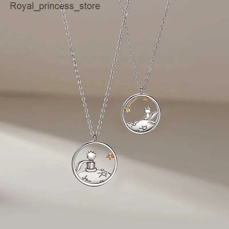 Colliers pendentiels kpop couple de mode prince petit renard collier pendentif collier collier de chaîne bijoux 2023 collier amant collier collier accessoires Q240426