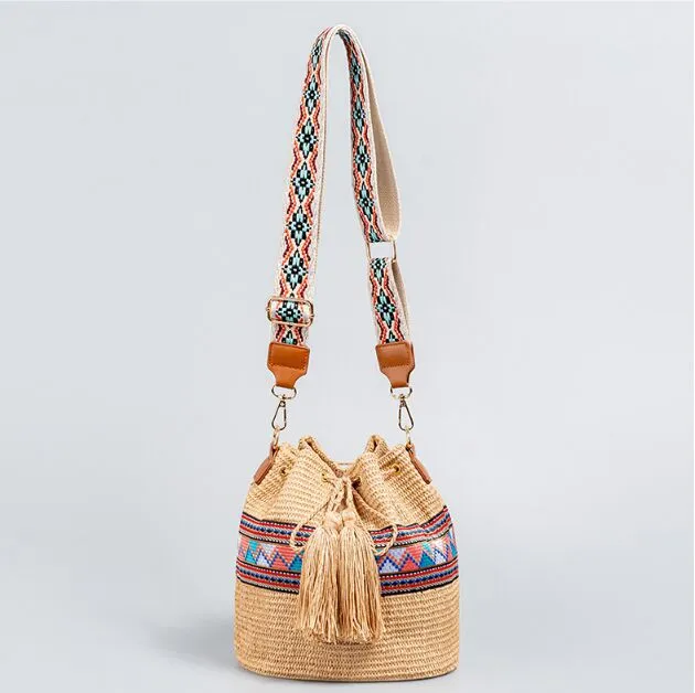 용량 밀짚 토트 가방 디자이너 편지 여성 핸드백 수제 짠 여름 해변 가방 작은 구매자 여아 메신저 가방을위한 지갑