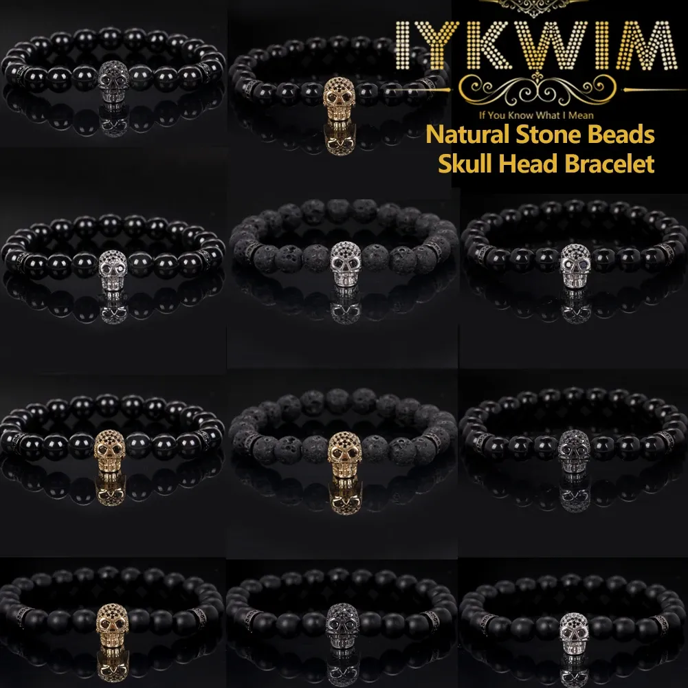 Strands Braccialetti di lava ossidiana naturale Obsidian Agate Black Spacer Cesto per perle di perle per perle per uomo Regalo da 8 mm filo elastico