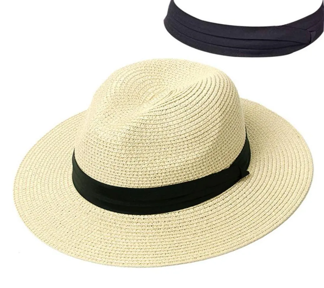 Summer Hat Women Panama Straw Hat Fedora Beach Vacation Wide Brim Visor Casual Summer Sun Hats for Women259O4811760