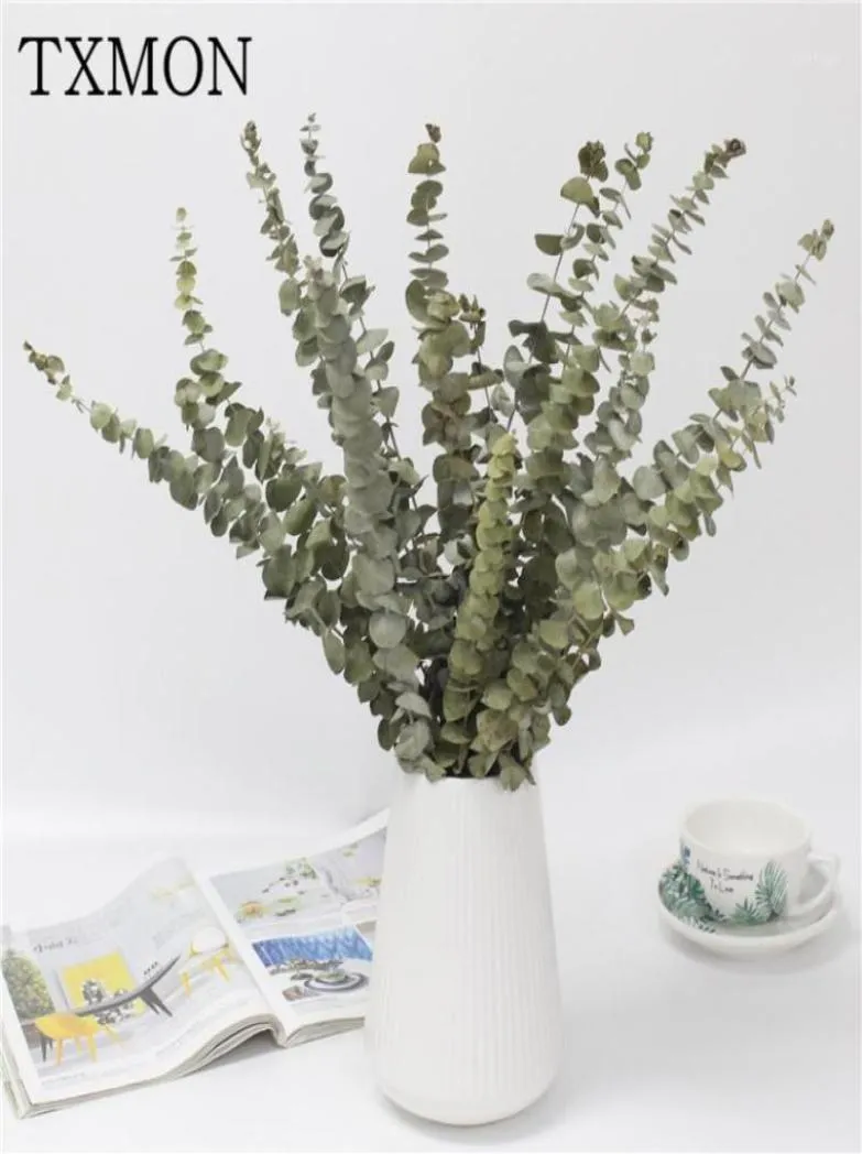 Enkele tak natuurlijke gedroogde eucalyptus gedroogde bloem simulatie boeket huis woonkamer bruiloft literaire decoratie cadeau bloemen19834257