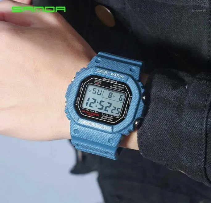 2019 New Denim SANDA Sport Digital Watch G Style LED Men039s Watches Waterproof Resist Clock relogio masculino esportivo18733694