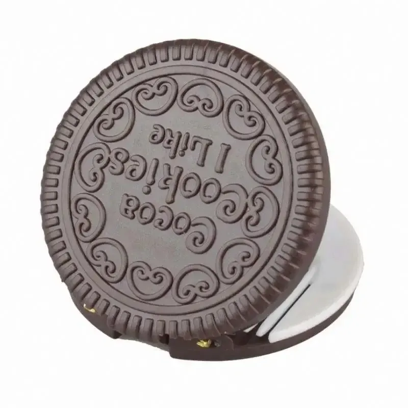 mignon mignon de maquillage en forme de biscuits au chocolat miroir avec 1 peigne