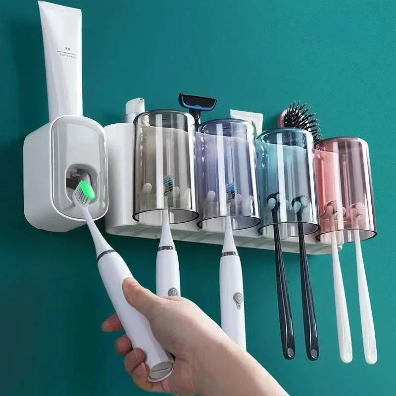 Держатели зубной щетки держатель зубной щетки для ванной комнаты с чашковой зубной накладкой сжимаемого настенного дозатора на стену стойки для хранения ванной комнаты 240426