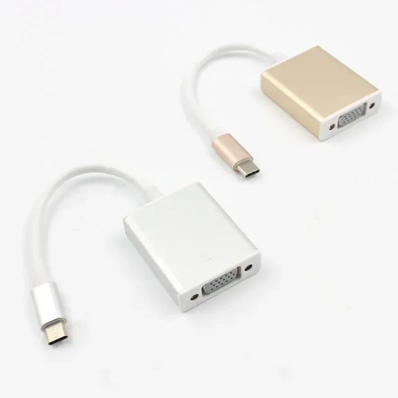 Type-C naar VGA-conversiekabel USB-C naar VGA High-Definition Converter voor mobiele telefoons, Mac Book Notebooks, Tablets