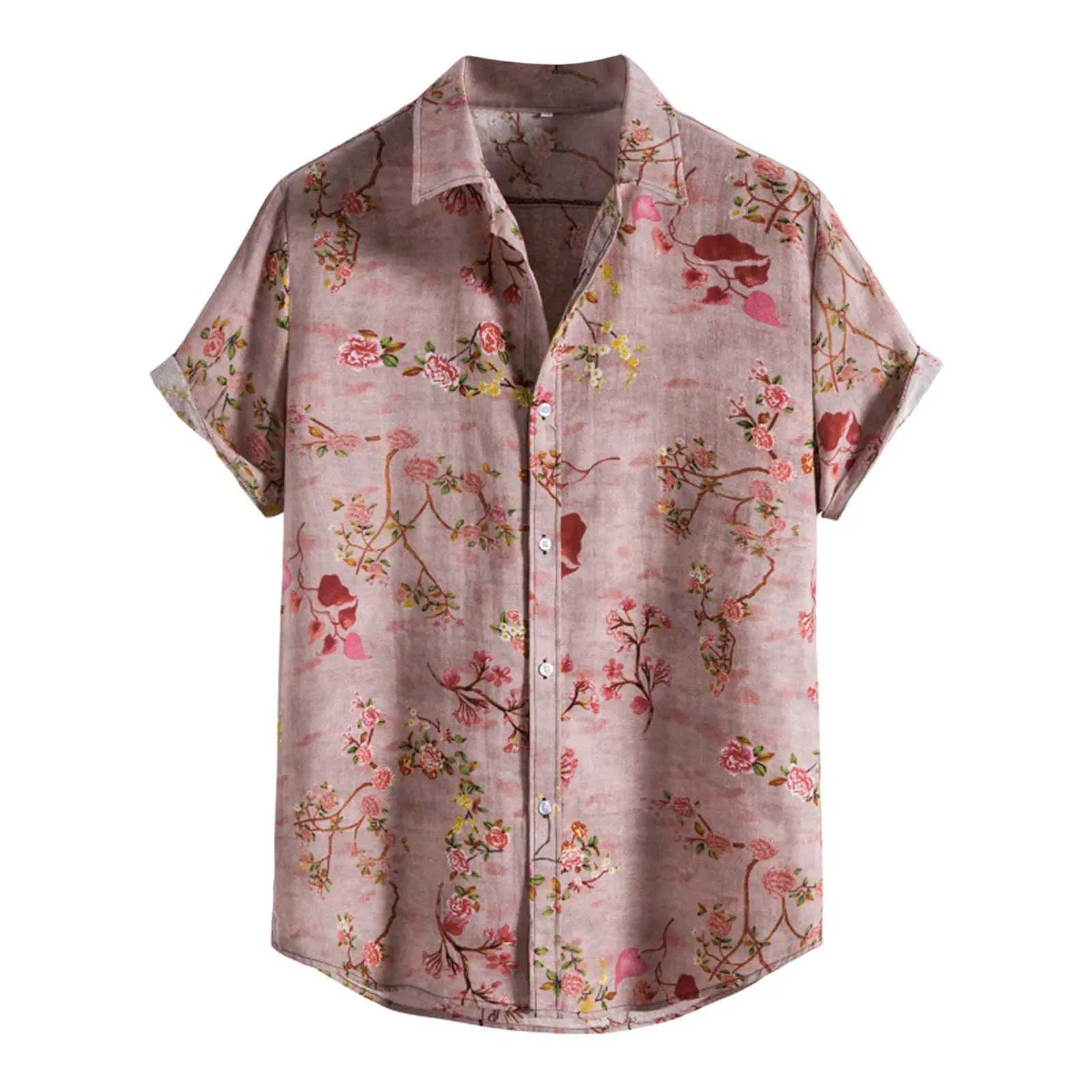 Casual shirts voor heren vintage bloemenpatroon Hawaiiaans shirt Men Korte mouw Casual Summer Beach Wear Shirts Holiday Vacation Aloha Shirt Chemise XL 240424