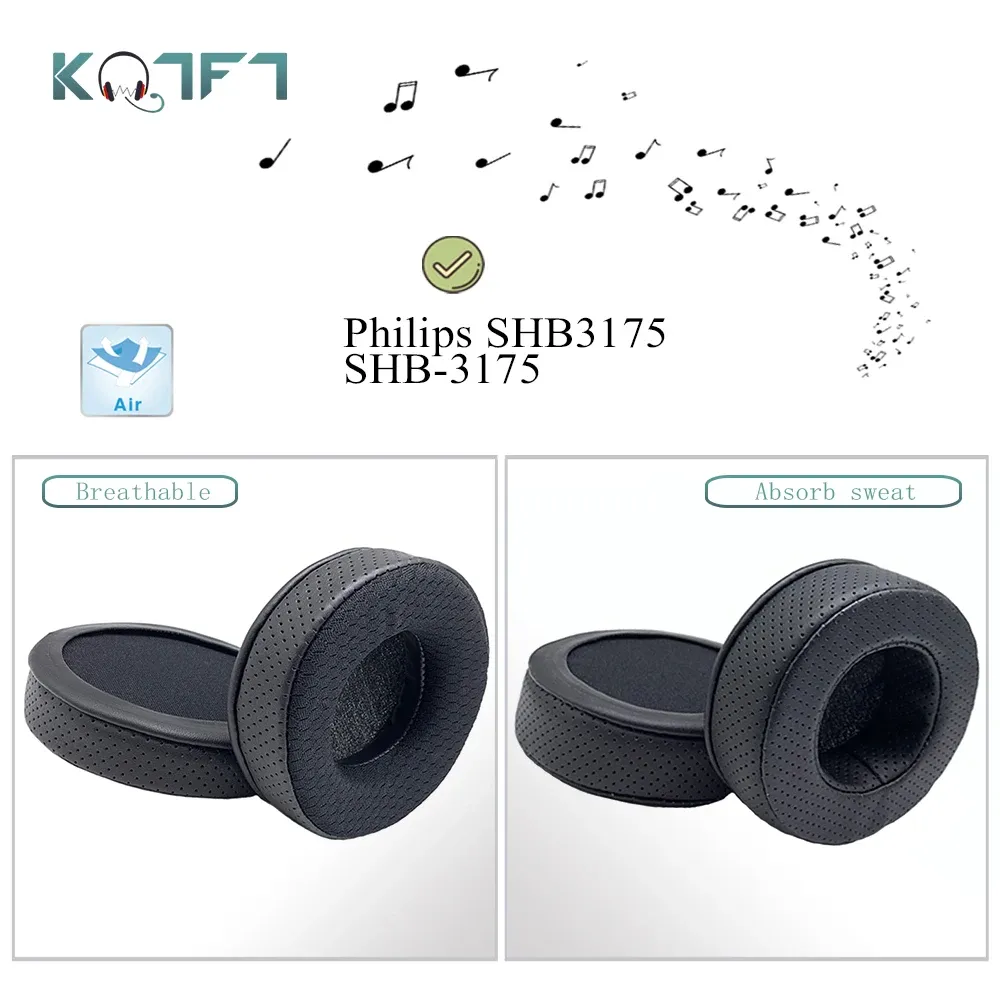 Tillbehör kqtft andningsbar stil läder ersättare öronplattor för Philips SHB3175 SHB3175 Hörlurar delar öronmuff täcke kudde koppar