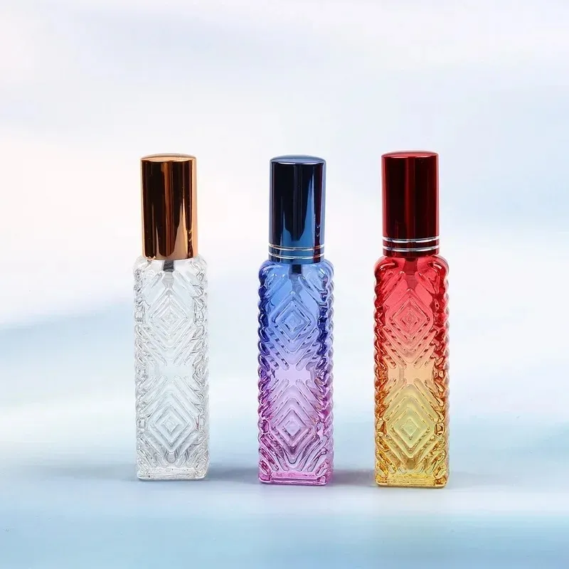 Nouvelle bouteille de parfum en verre carré coloré de 15 ml