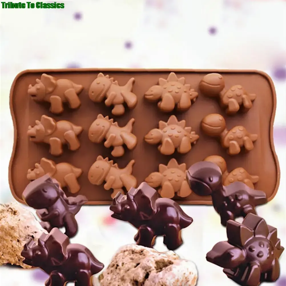 Molds 1pc 3D Dinosaur Silicone Fondant Mold Cake Chocolate Candy Fondant Candle Soap Craft Cake Mold Baking DIY 21x10.5 cm