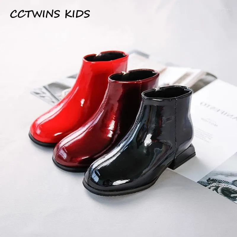 Boots Kids Shoes 2024 Baby Girls Red Ankle Autumn Fashion Soft Black Children Casual Non-slip Brand Zip