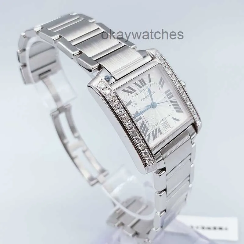 Kies werken Automatisch horloges Carter Womens Watch Tank Square Diamond Mechanical Movement Watch W51002Q3