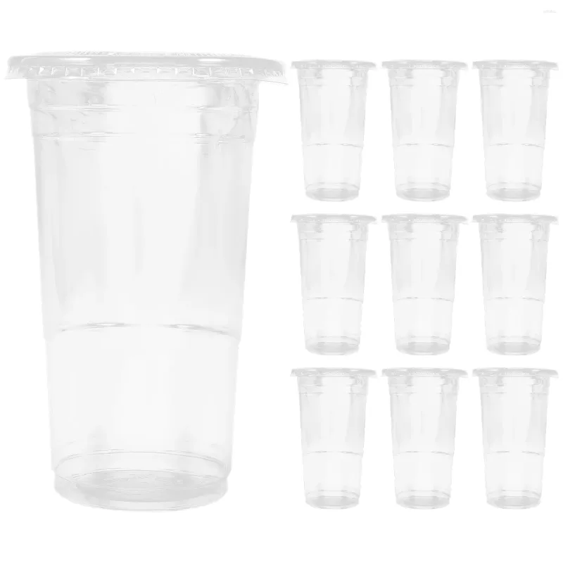 Dinnerware Sets 50 Pcs Cups Lids Cold Drink Juice Disposable Drinks Plastic Beverage Portable Clear Pp