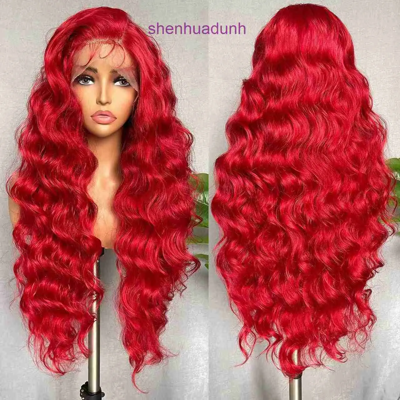 Front lace wig new product red long curly hair with large waves cover hot selling