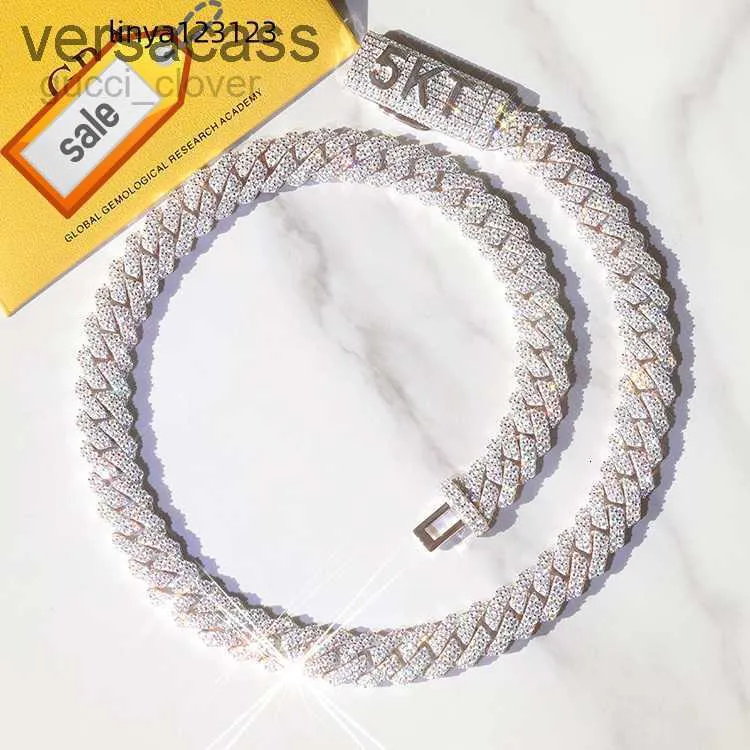 Yu Ying Pass Diamante Teste de 8-14mm de largura GRA MOISSANITE 18K Gold Sterling Silver Silver Chain Link para homens colar de hip hop d7li