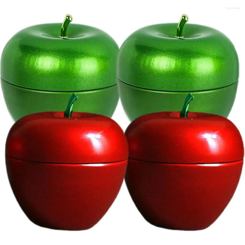 Opslagflessen 4 pc's gaan voedselcontainers Lids Losse bladthee Bus Jar Candy Jars draagbare bussen Tinplate Apple Pot