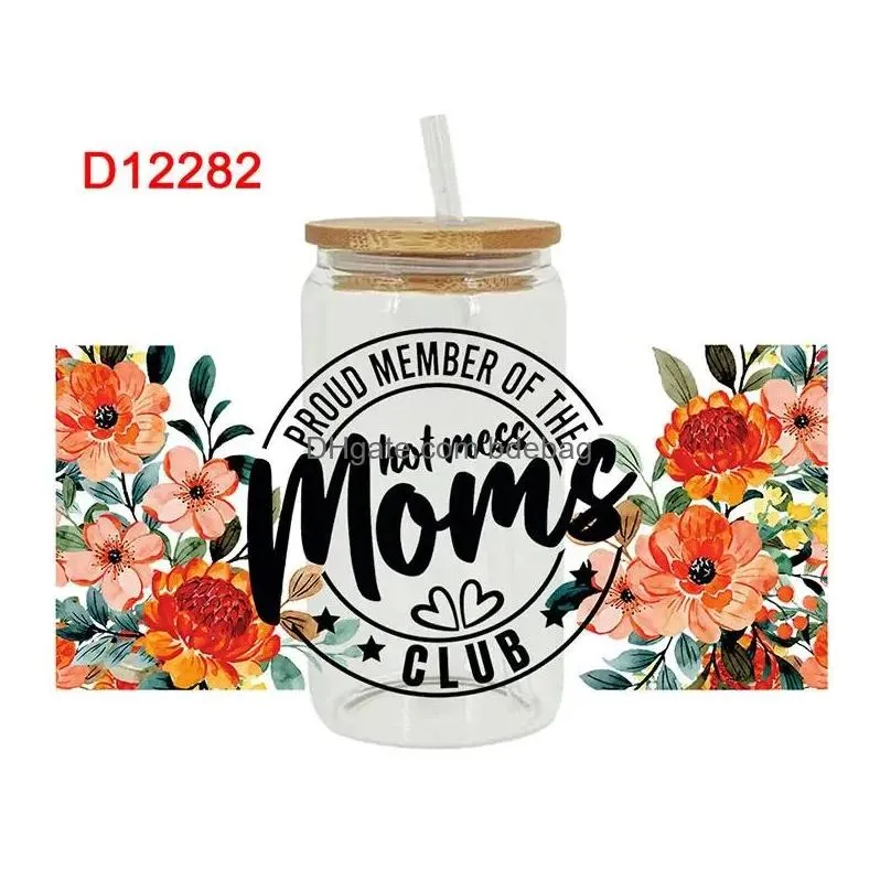 Window Stickers Mamma Cartoon UV DTF Libbey Cup Wrap Iron on Transfer for Glass 16oz D12282 Drop Delivery Home Dekoredekorativ Dhufq