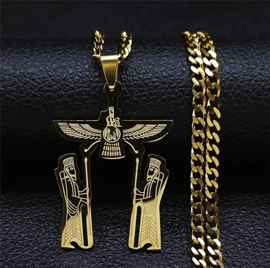 Colliers pendants en acier inoxydable Ahura Mazda Religion Chain Collier Zoroastriens Cutture Empire Perse Jewelry NXS059364758