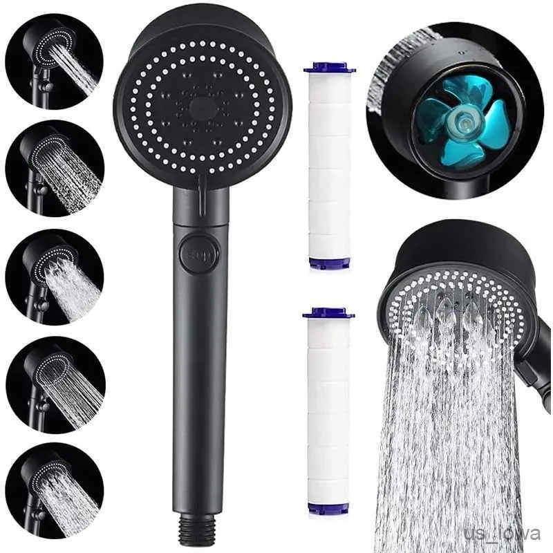 Pays de douche de salle de bain Nouveaux 5 modes Turbo Shower Turbo Turbo Chiche avec coton Filtre à une clé STOP SALLE SALLE SAVERIE DE SAL SEUR LE TEIL avec ventilateur