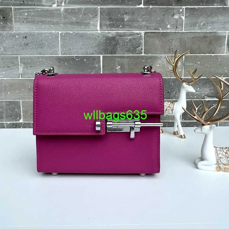 Verrou Handtas Luxe lederen schoudertassen 2024 Nieuw geitenpatroon Cowhide plug -tas kettingbalk Kleine vierkante tas Vandwoningtas Crossbody B HEB LOGO HBOKFI