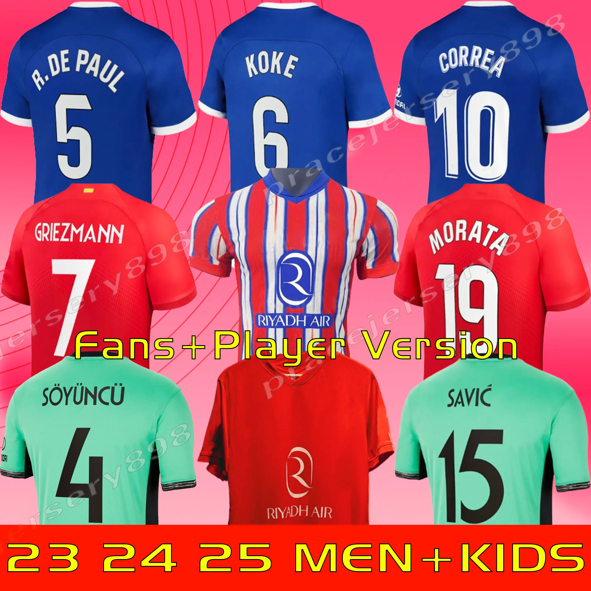 23 24 25 Soccer Jerseys MORATA GRIEZMANN MEMPHIS 2024 120th M.Llorente CORREA KOKE Atletico Madrids Camisetas De Futbol LEMAR CARRASCO Men Kids Kit Football Shirt