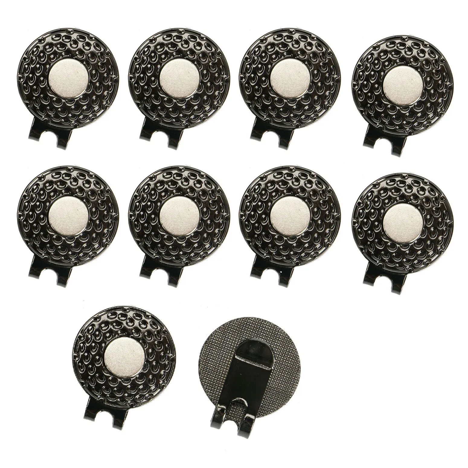 AIDS 10pcs 25 mm Black Zinc Alloy Magnetic Goltic Hat Clip avec balles Marker Holder Golf Ball Marker Accessoires de formation Aides
