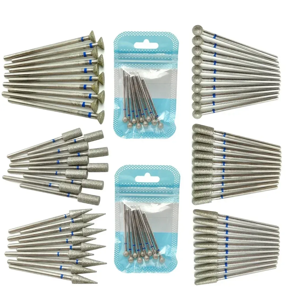 Bits 10pcsSet Diamond Nail Drill Bit Rotery Electric Milling Cutters for Pedicure Manicure Files Cuticle Burr Nail Tools Accessories