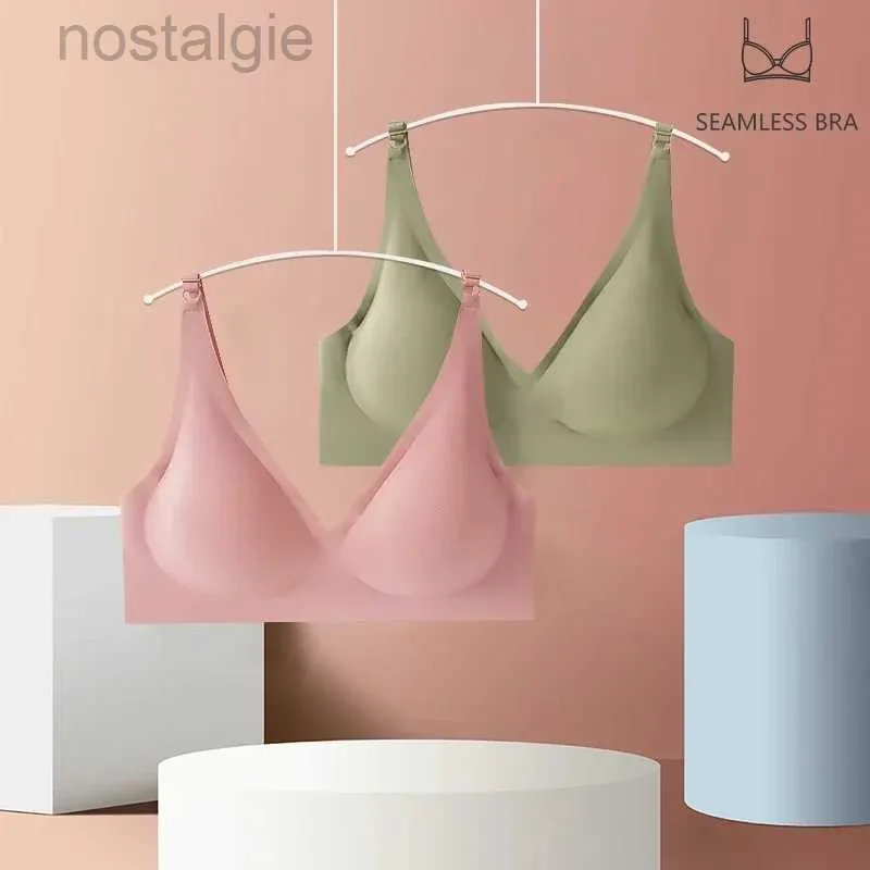 Maternity Intimate Stringless Bras para mujer para mujeres inalámbricas para dormir Sleepable Balette acolchado One Piece Sin alambre cómodo Brassiere Nursing Bra D240426