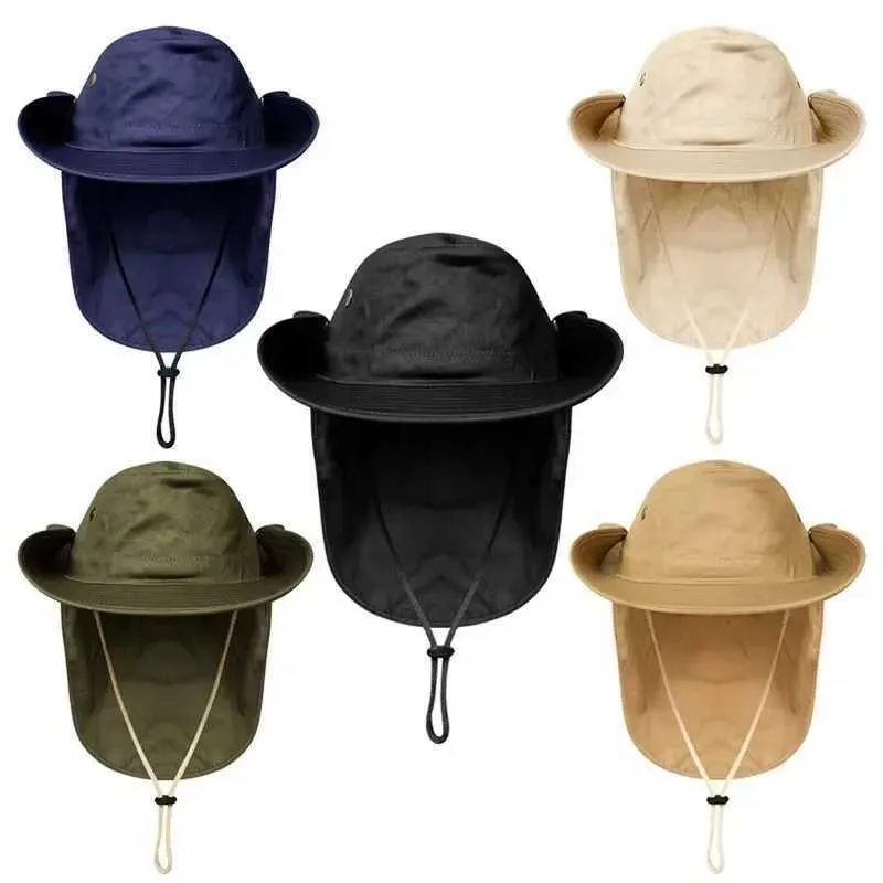 Cappelli cappelli a secchio cappello da uomo con cappello da secchio con scialle e protezione del collo estate e protezione da esterni per escursioni per escursioni da pesca da pesca da pesca a patta rosante da sole resistente al sole 240424