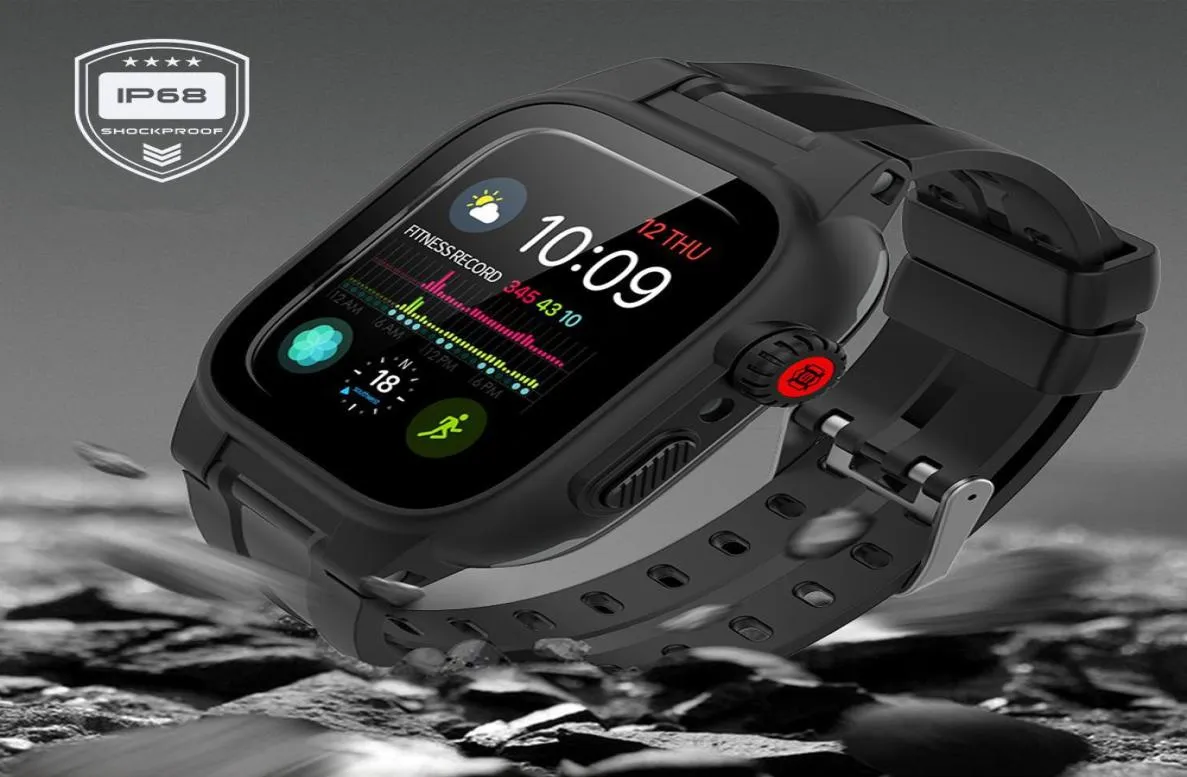 Apple Watch Band size 41 45mm Strap Bracelet Sport Watchband for IWATC5323502用防水フルボディ保護フレームストラップ
