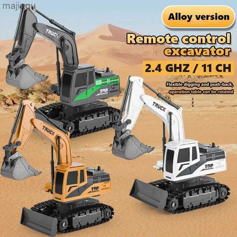 Voiture électrique / RC 1 20 RC Excavator Remote Control Vehicle Engineering Track multifonctionnel Toy Boy 11ch RC Truck Truck Childrens en cuir Giftl2404