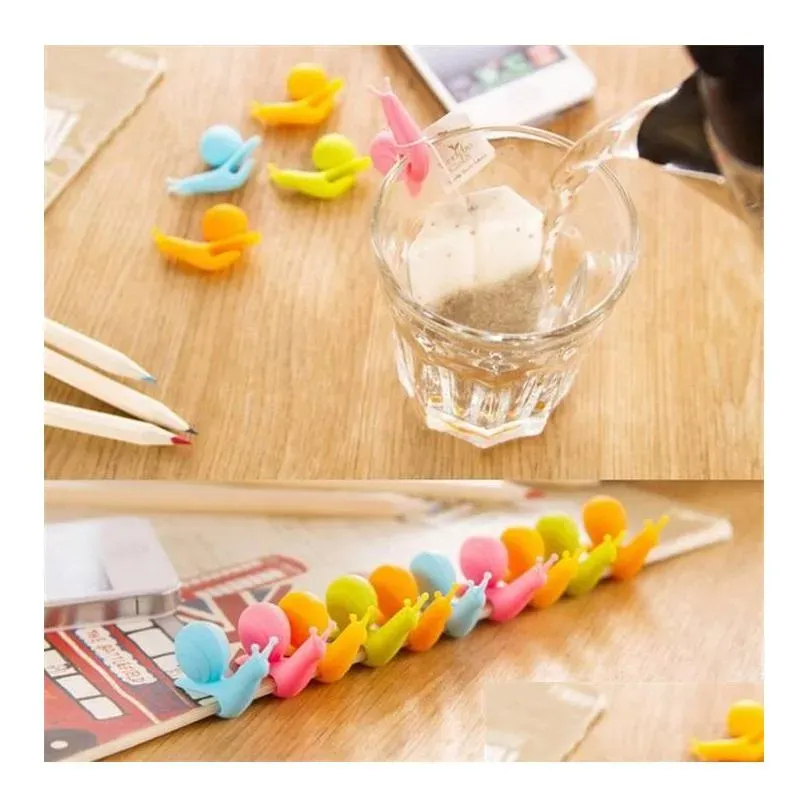 cute snail tea bag holder food grade silicone snail shape wine glass recognizer multi function party bar tool