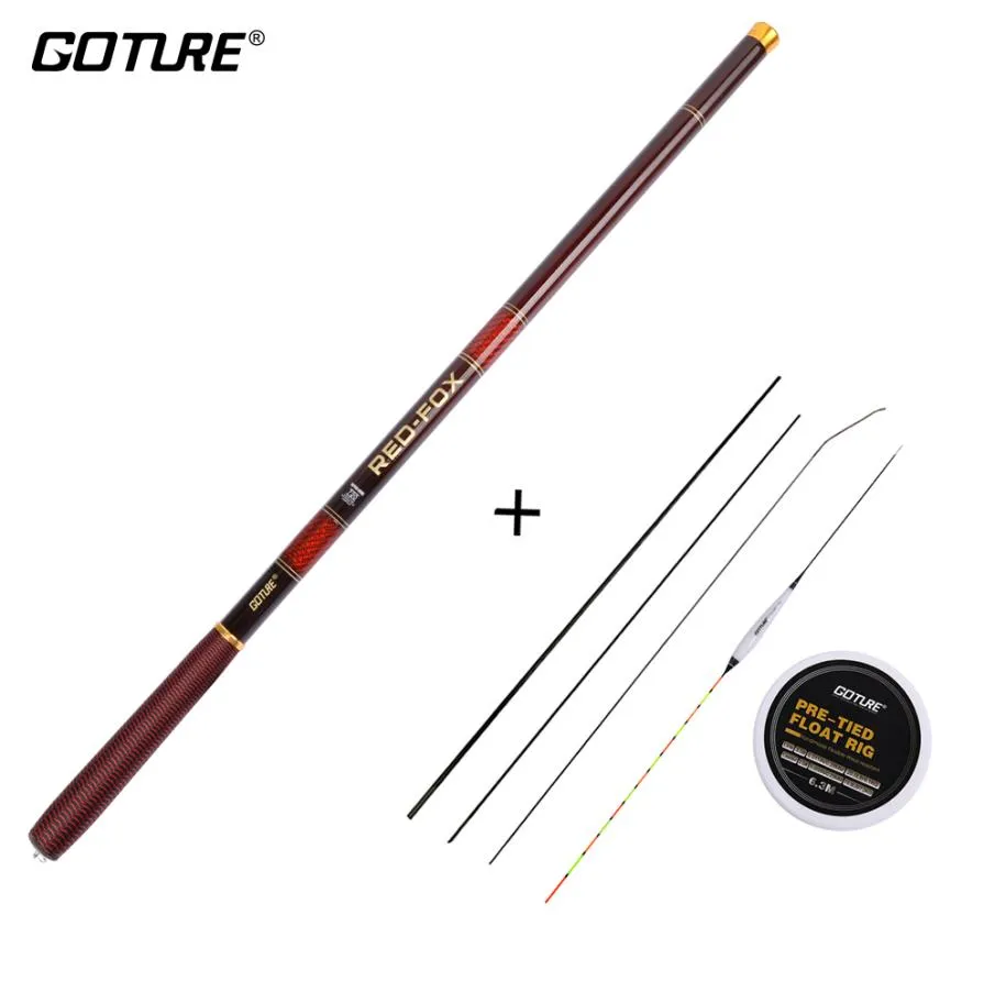 Tige de pêche télescopique combo goture 30m72m fibre de carbone 2837 Power à main Polefishing float rigspare topthree ts2781216