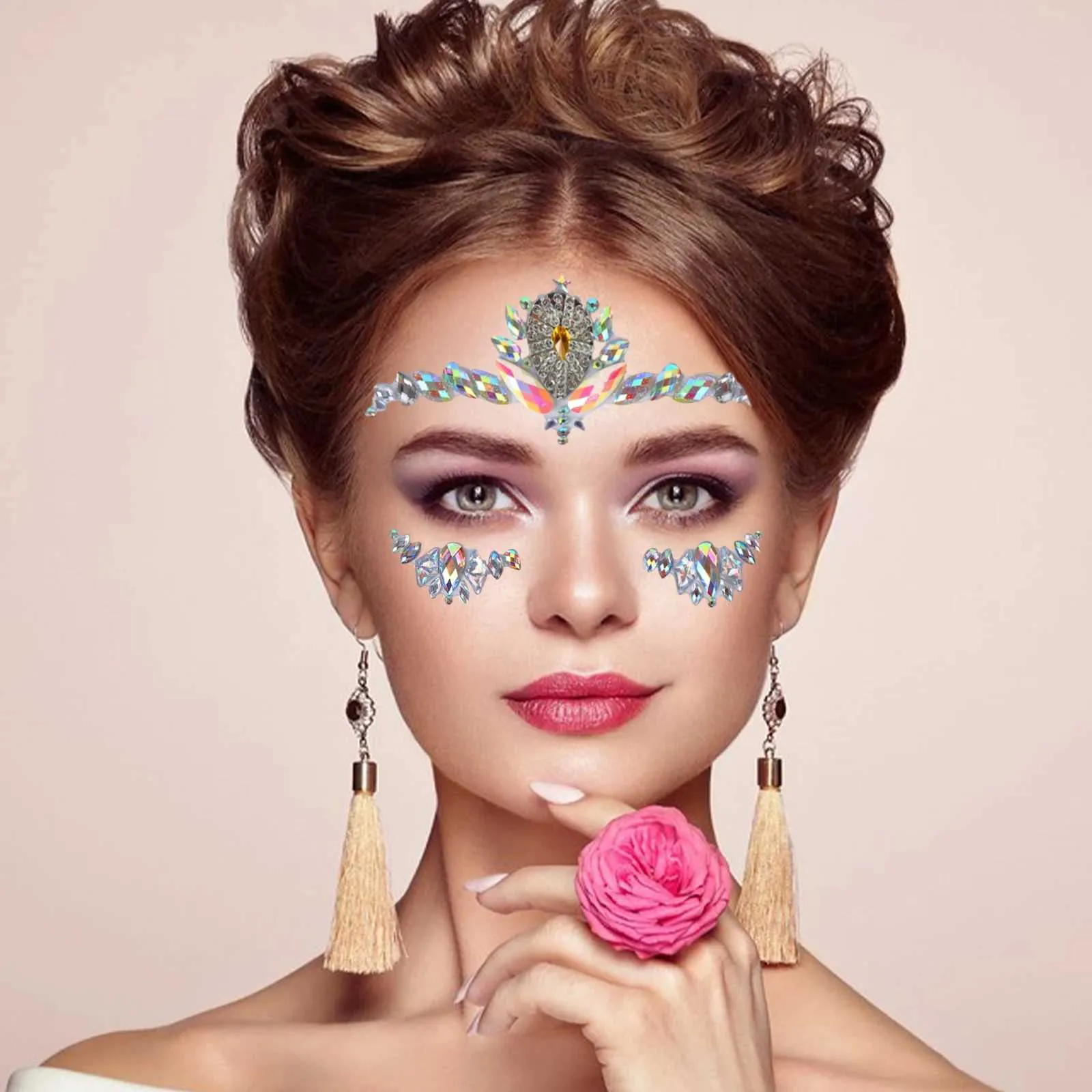 Tattoo Transfer Multicolor Face Gems Glitter Face Glitter Festival Face Stickers Set Face Jewels Women Crystal Face Glitter Rhinestone Fac 240426