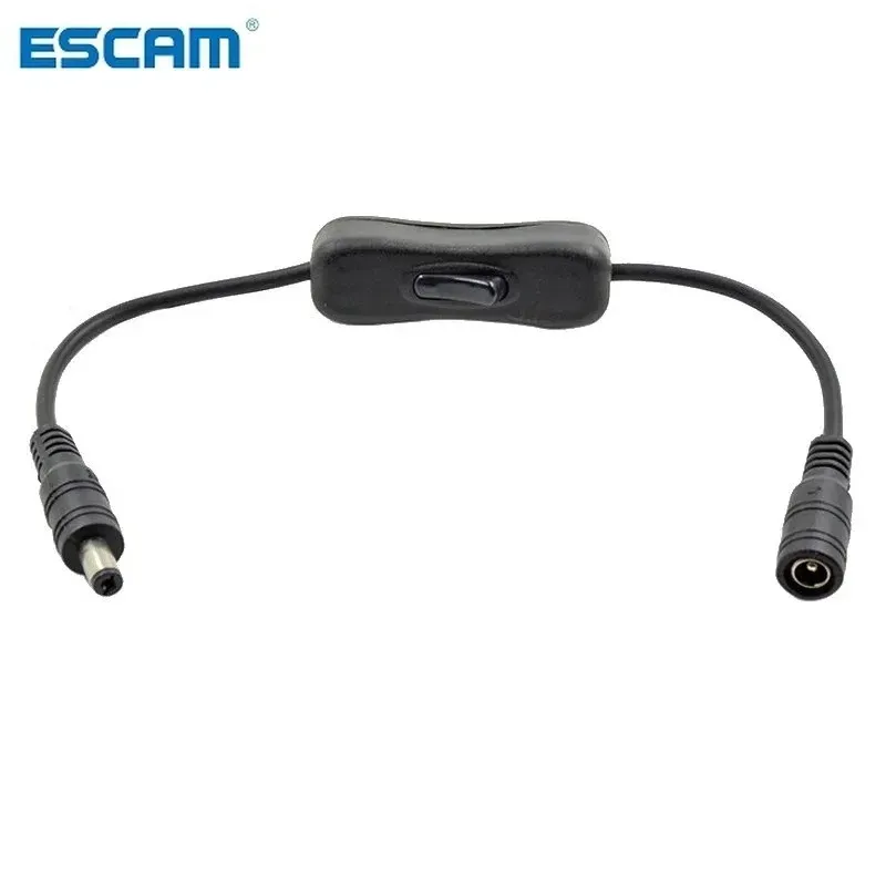 2024 ESCAM DC 12V Power Connection Cable with Switch Black Extended Cord for Flexible Power Control