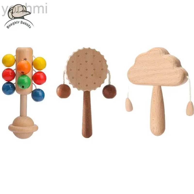 Mobiles# Wooden Baby Rattle Toy 0-12 Months Wooden Mobile Newborn Music Handmade Wooden Educational Toy Baby Early Education Soothing Toy d240426